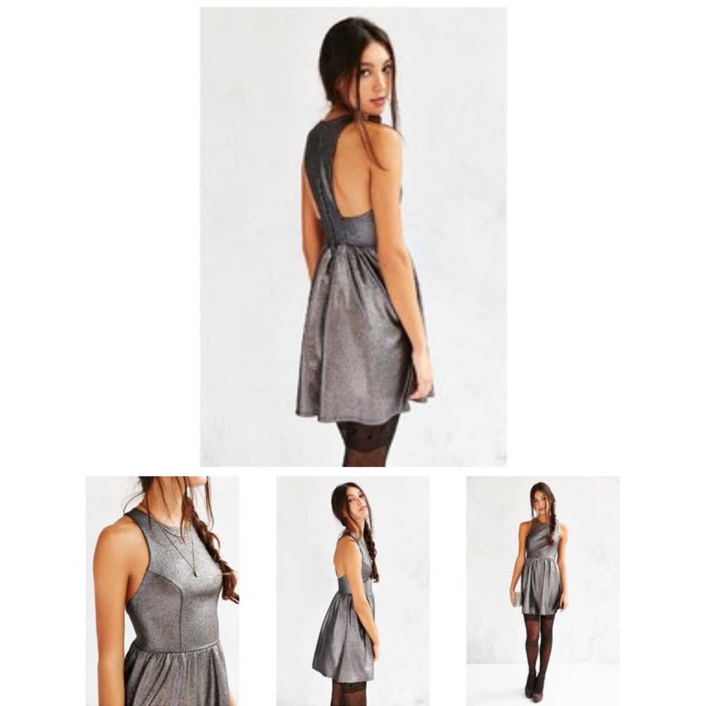 Kimchi Blue Silver Metallic Fit and Flare Dress